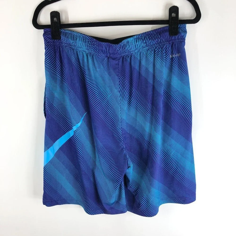 Nike Men's Blue DriFit Elastic Waist Logo Swoosh Activewear Shorts Size Large - Picture 3 of 4
